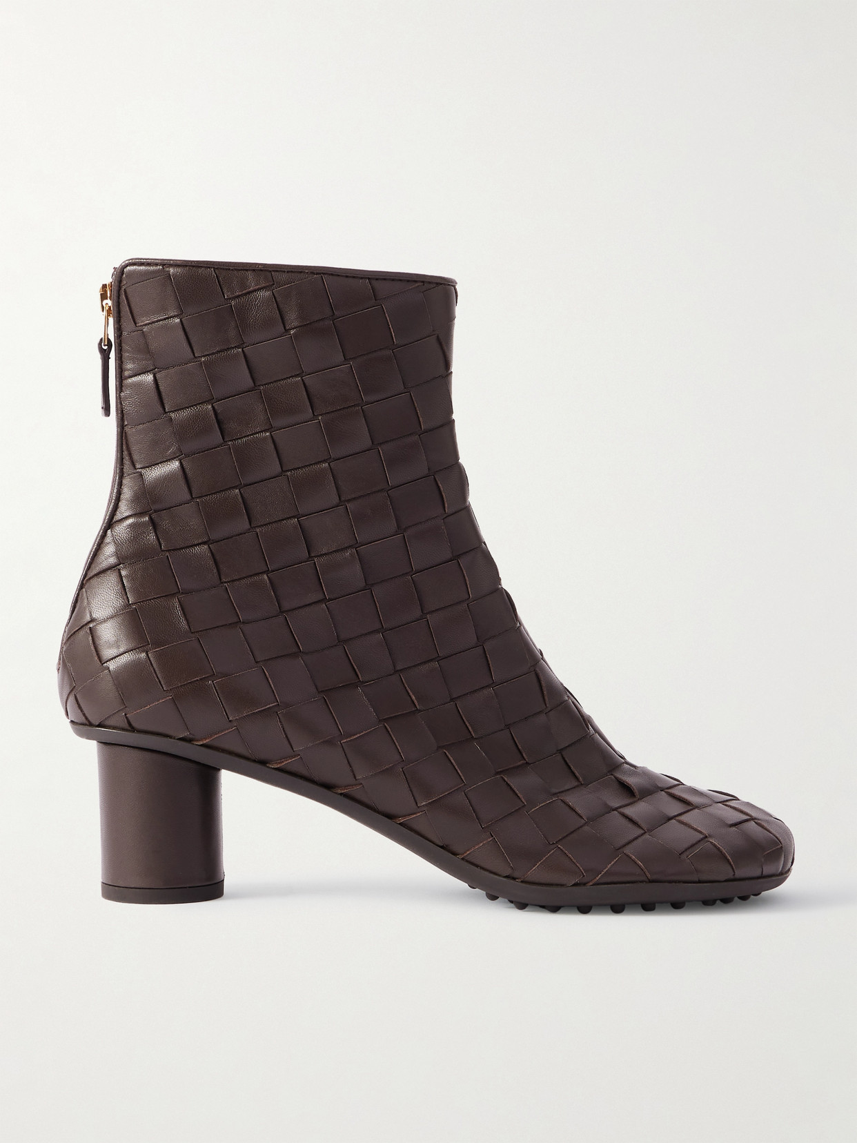 Bottega Veneta Atomic Intrecciato Leather Ankle Boots In Brown