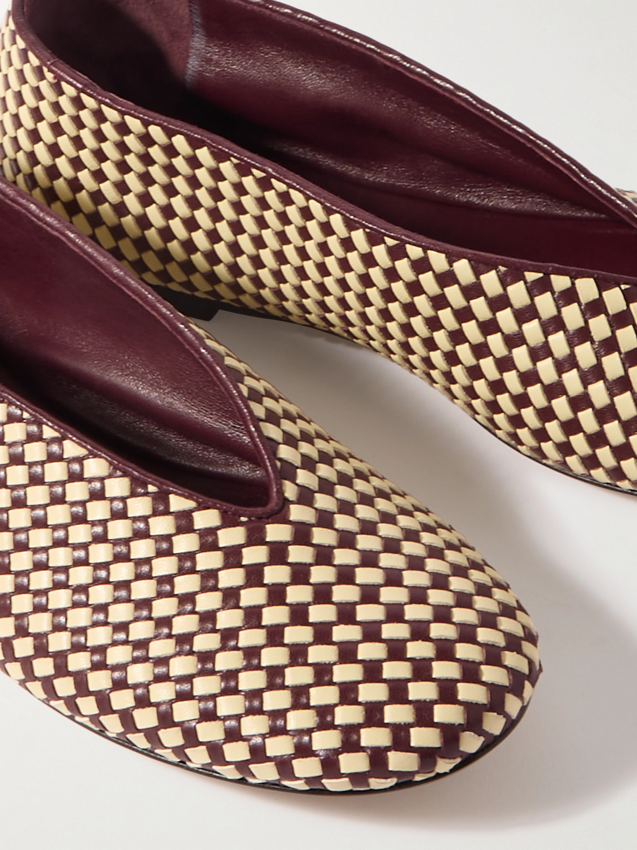 Two-Tone Intrecciato Ballet Flats