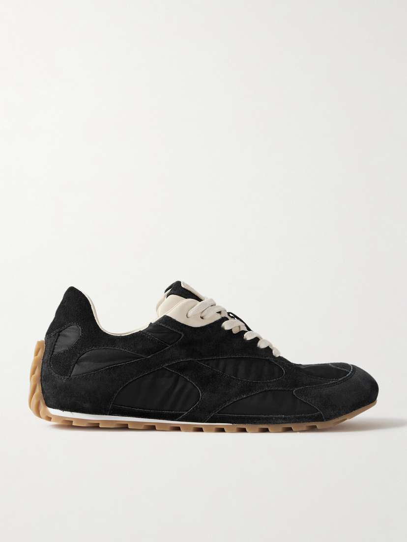 Bottega Veneta Orbit Leather-trimmed Suede And Shell Sneakers