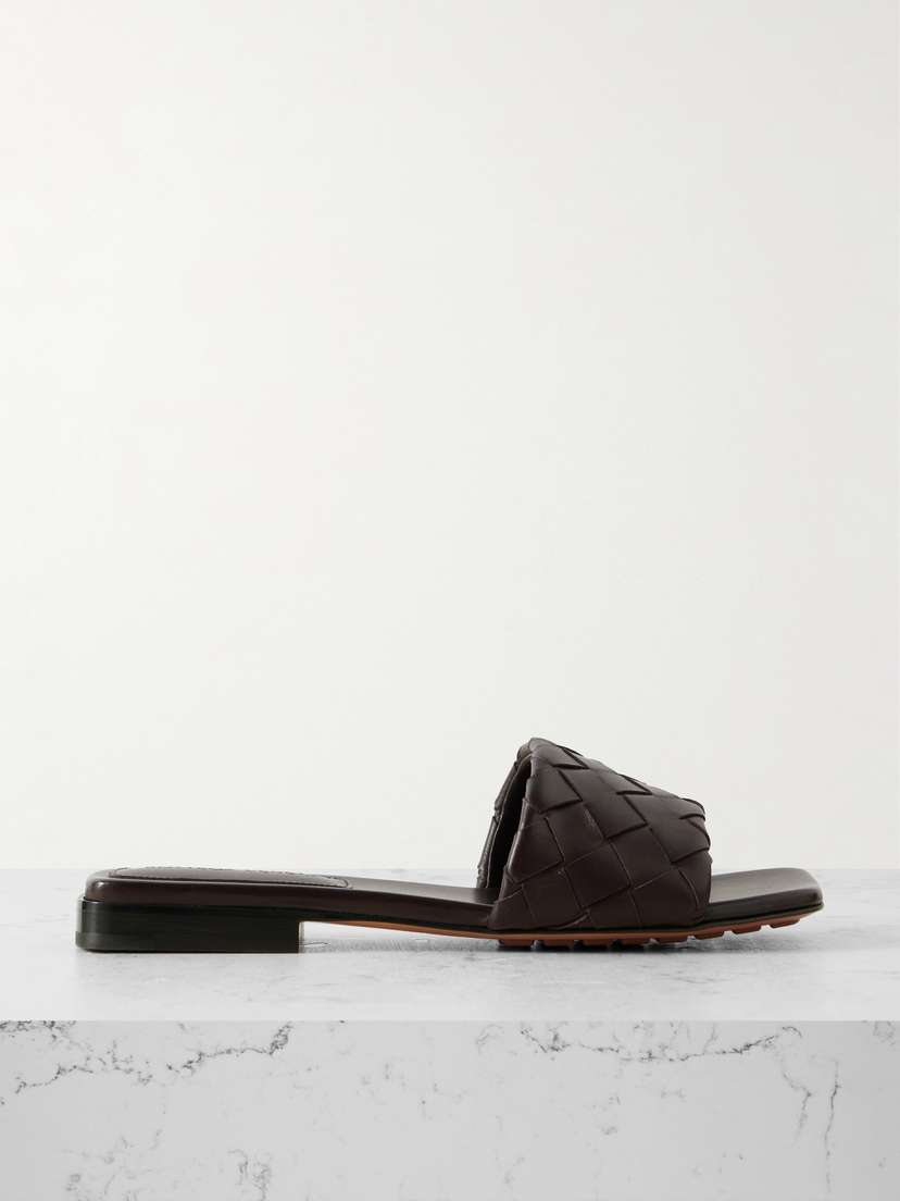 Bottega Veneta Riva Intrecciato Leather Slides