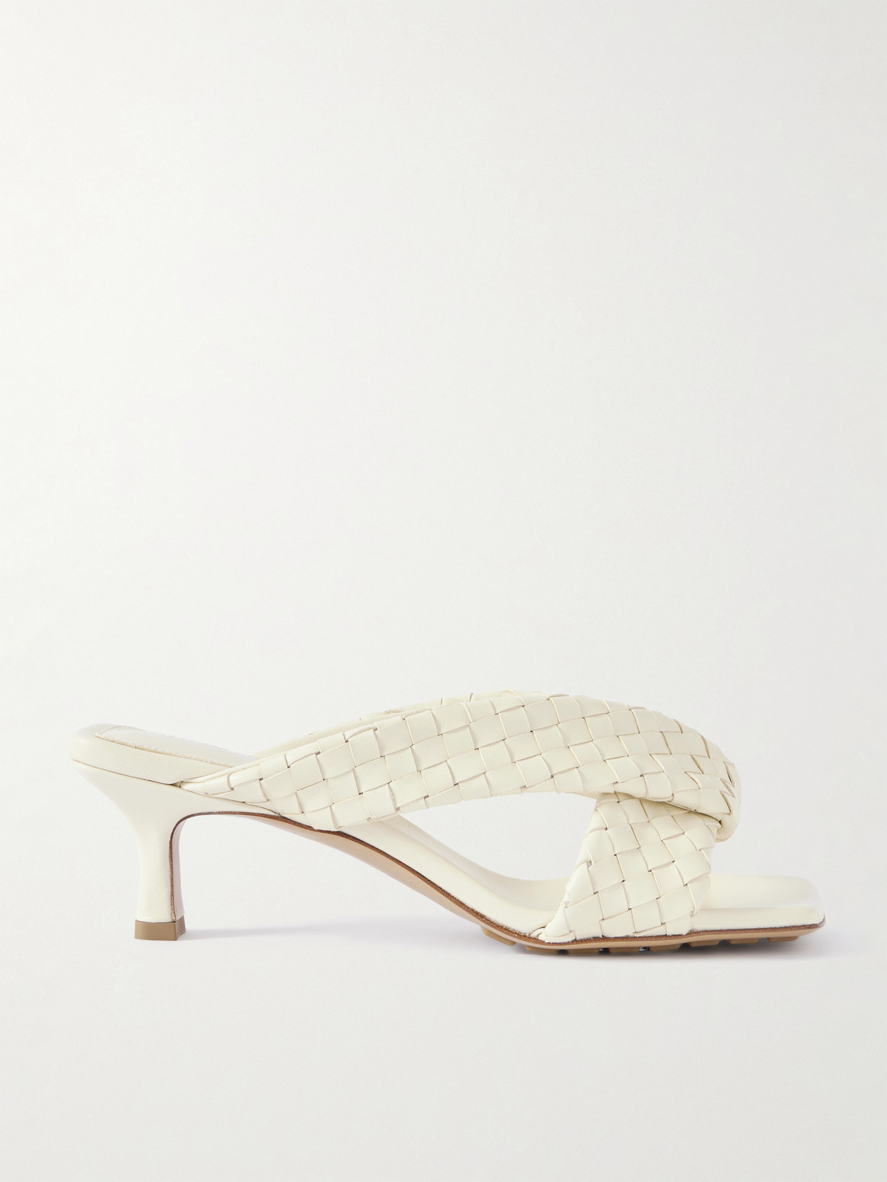 Bottega Veneta Riva Intrecciato Leather Mules In White