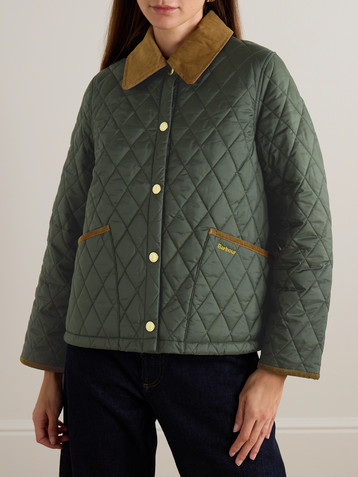 BARBOUR Liddesdal corduroy-trimmed quilted shell jacket