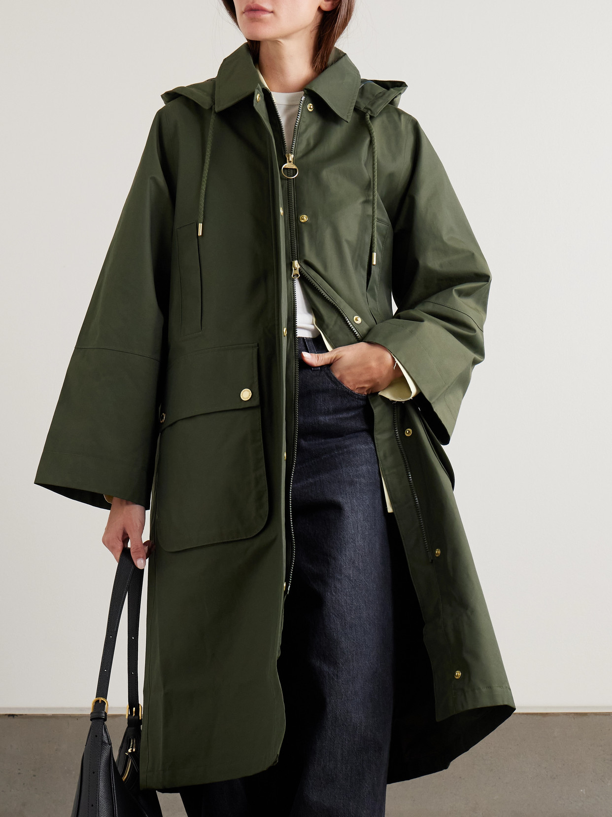 Maude Hooded Waxed Cotton-Blend Coat