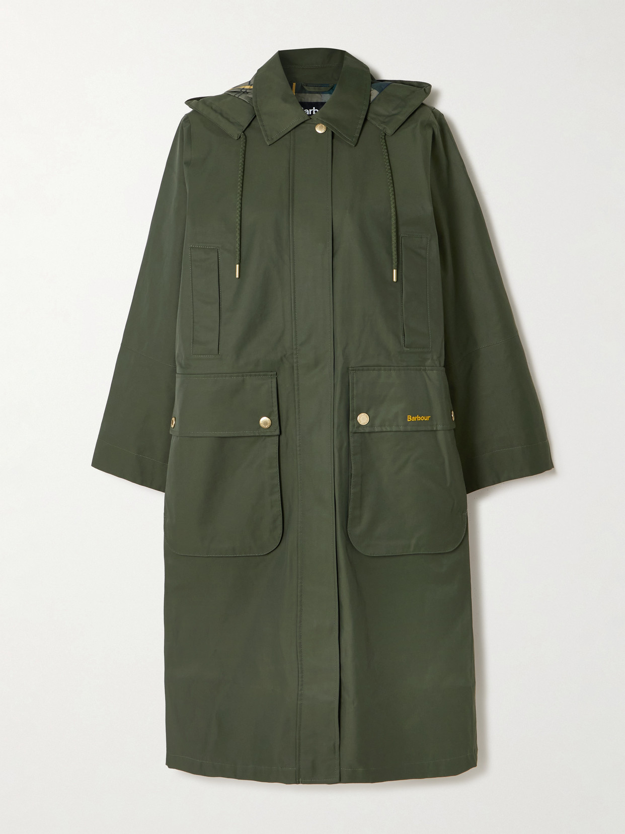 Barbour Maude Hooded Waxed Cotton-blend Coat In Green