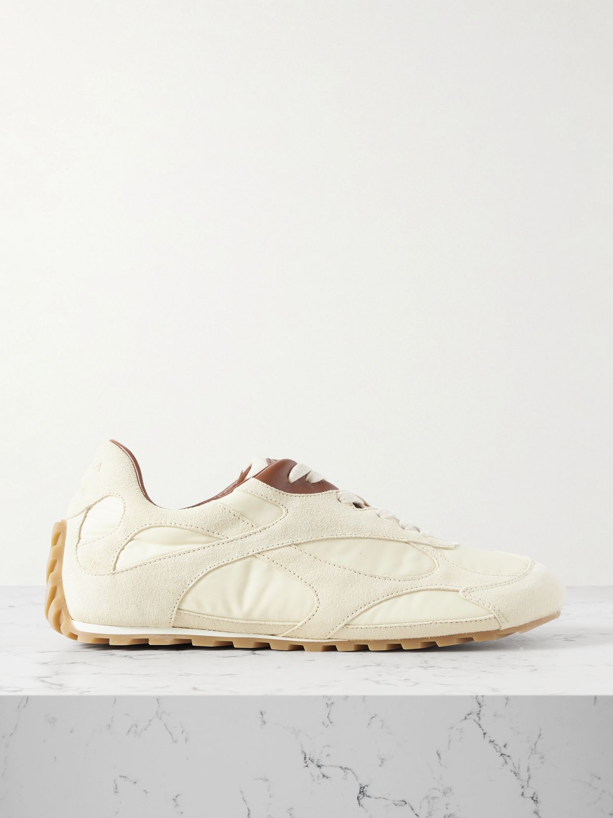 orbit leather trimmed suede and shell sneakers