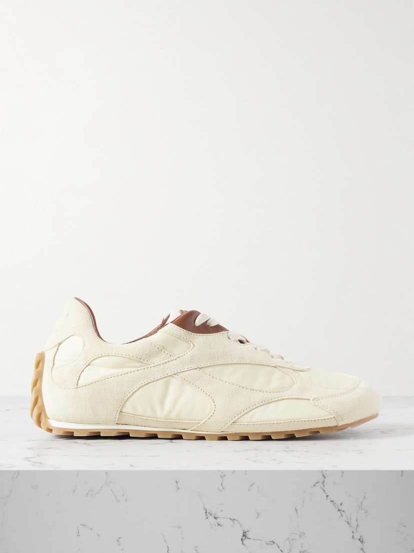 Bottega Veneta Orbit Leather-trimmed Suede And Shell Sneakers