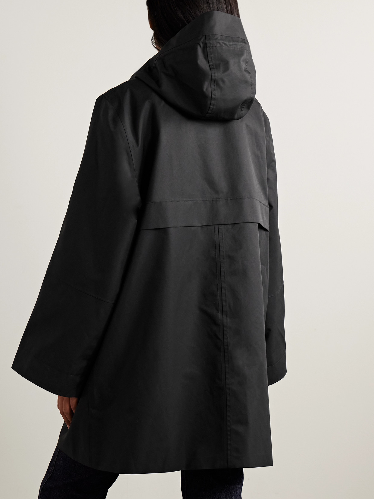 Barbour Arla Hooded Waxed Cotton-blend Coat In Black