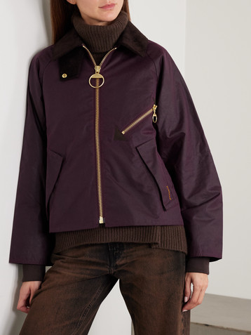 BARBOUR Arlene corduroy-trimmed waxed-cotton jacket