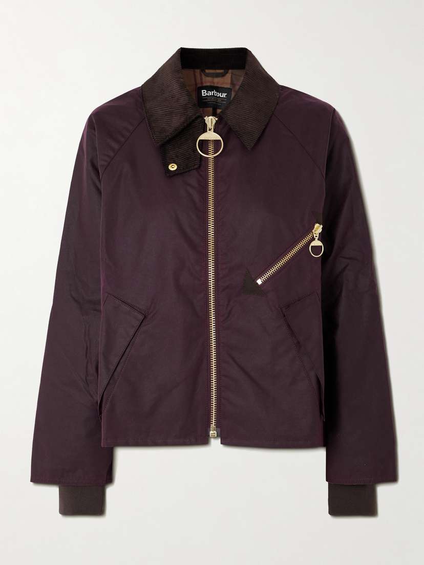 Barbour Arlene Corduroy-trimmed Waxed-cotton Jacket