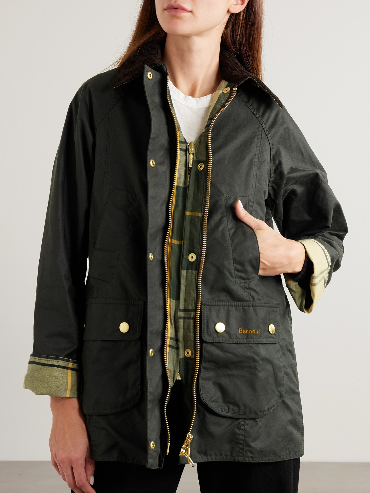 Beadnell Corduroy-Trimmed Waxed-Cotton Jacket