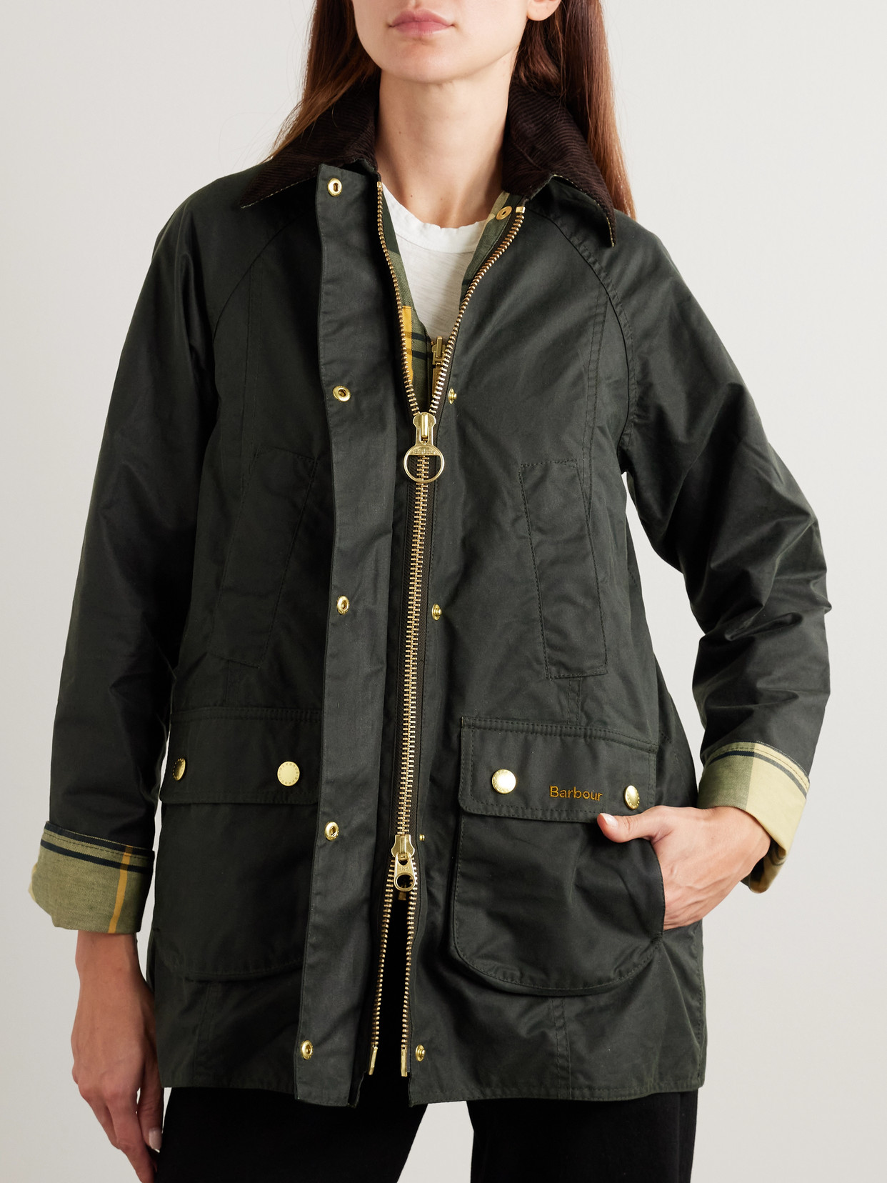 Beadnell Corduroy-Trimmed Waxed-Cotton Jacket