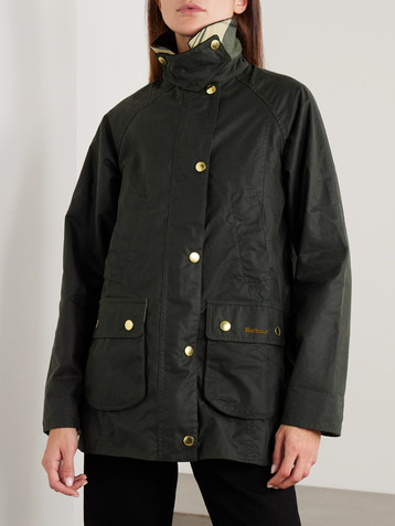 BARBOUR Beadnell corduroy-trimmed waxed-cotton jacket