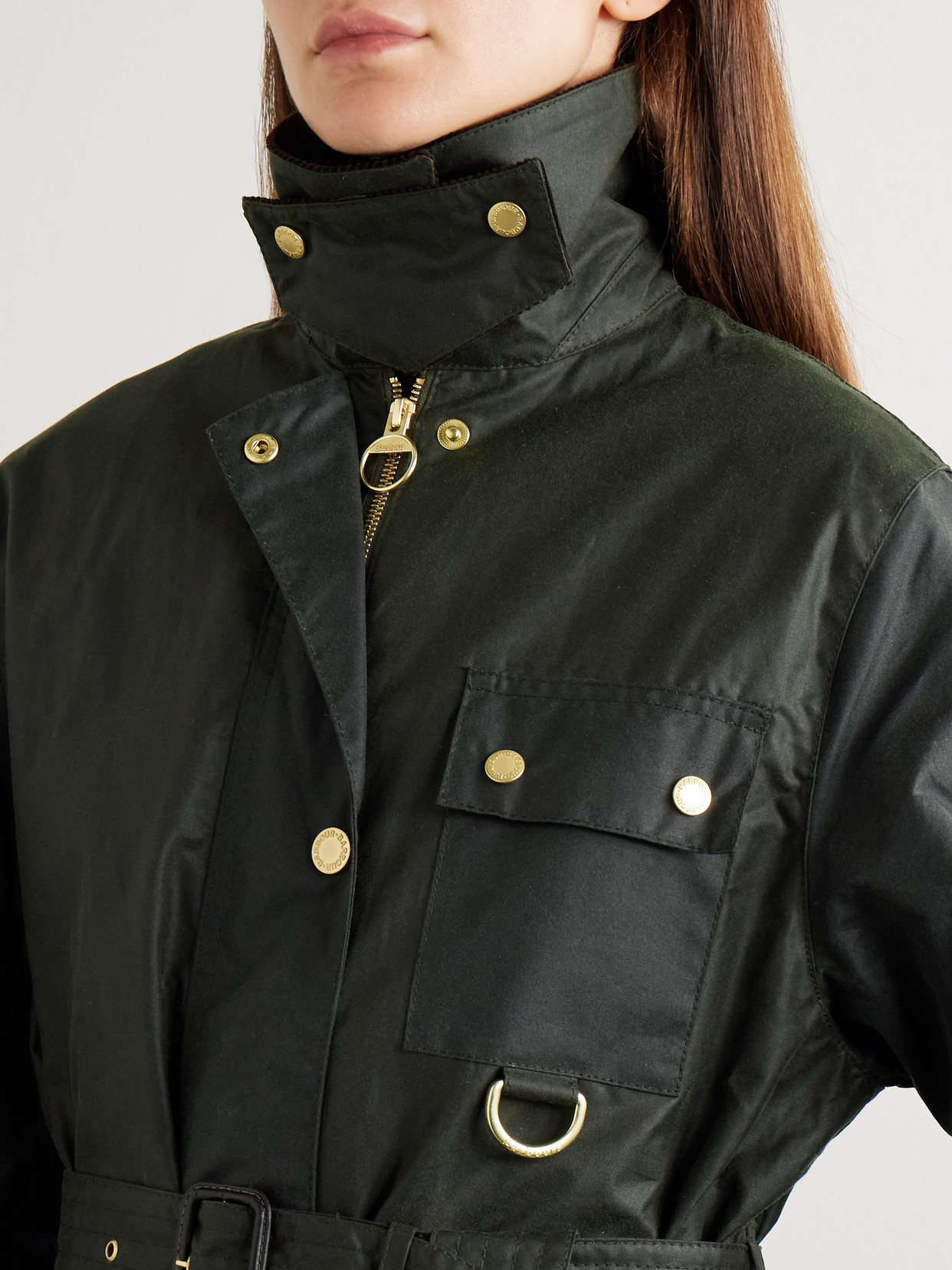 Milda Corduroy-Trimmed Waxed-Cotton Trench Coat