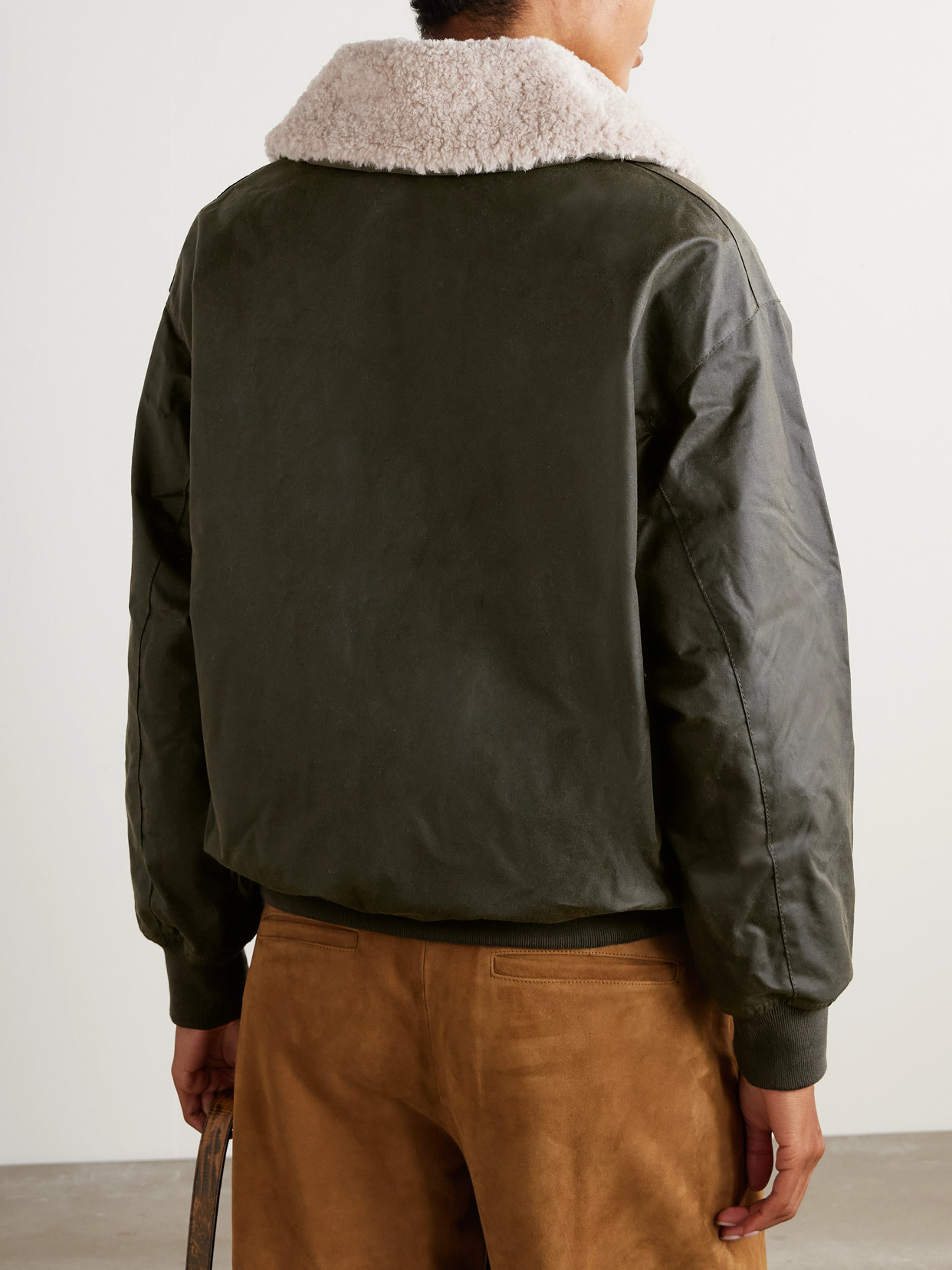 Maxine Faux Shearling-Trimmed Waxed-Cotton Jacket