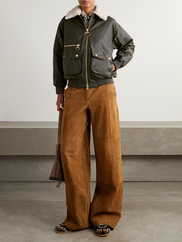 BARBOUR Maxine faux shearling-trimmed waxed-cotton jacket
