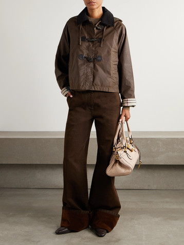 BARBOUR Myra leather-trimmed cotton hooded jacket