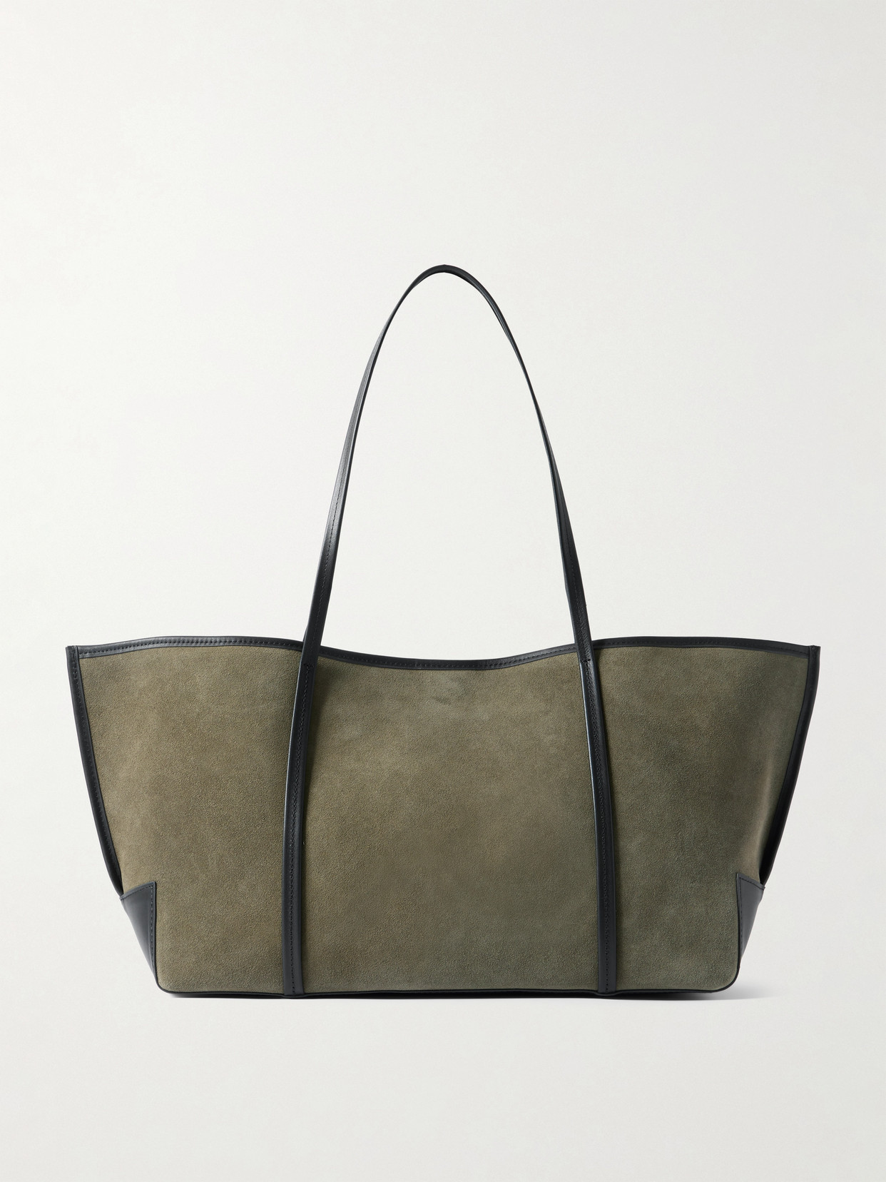 St Agni Bateau Leather-trimmed Suede Tote