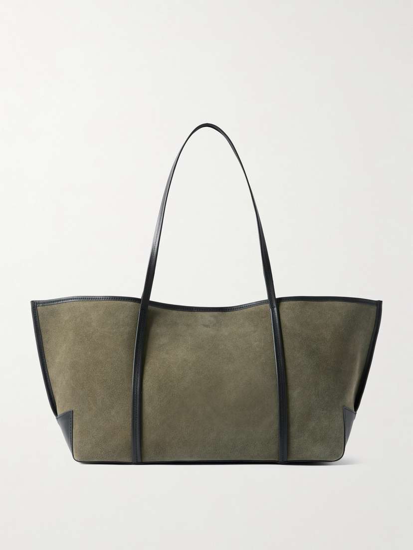 St. Agni Bateau Leather-trimmed Suede Tote