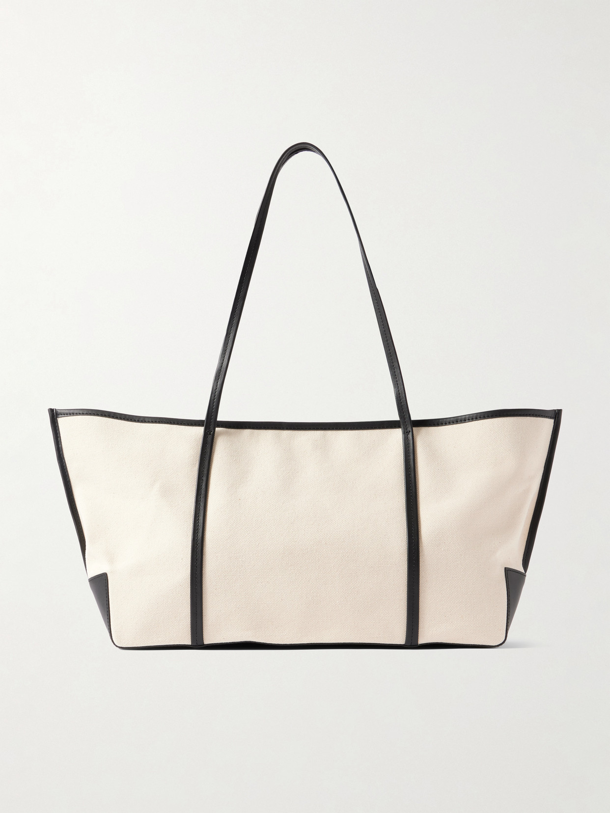 St Agni Bateau Leather-trimmed Cotton-canvas Tote