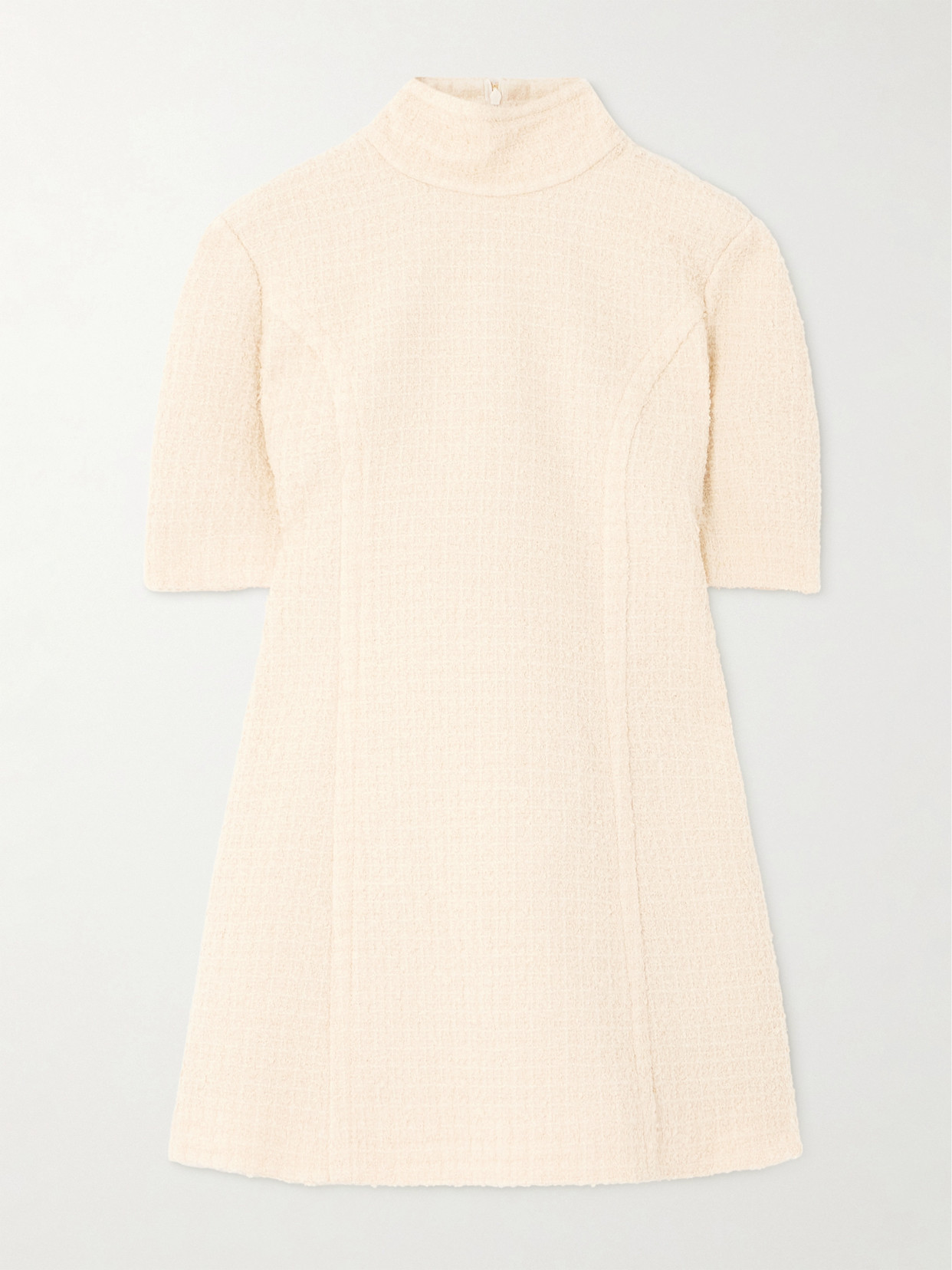 Patou Turtleneck Wool-blend Tweed Mini Dress In Neutral