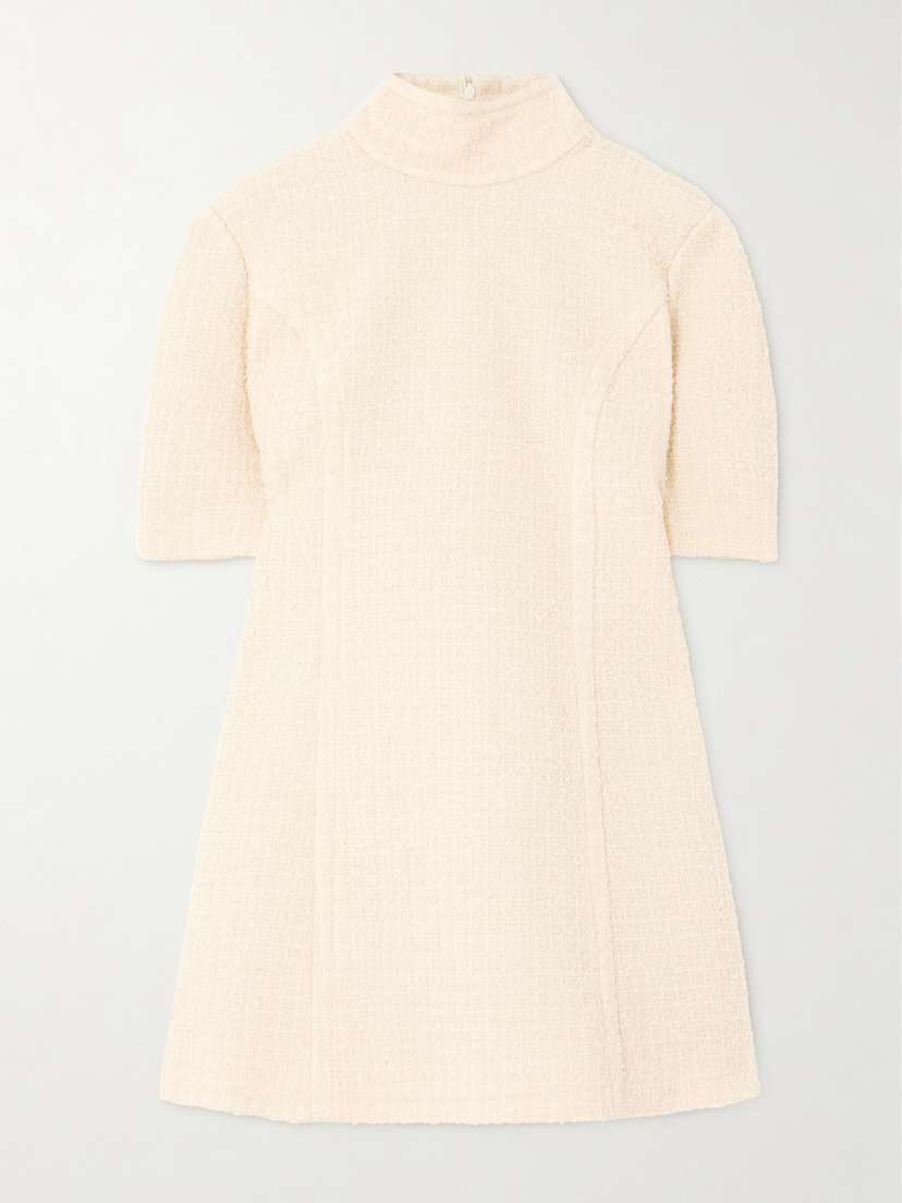 Patou Turtleneck Wool-blend Tweed Mini Dress