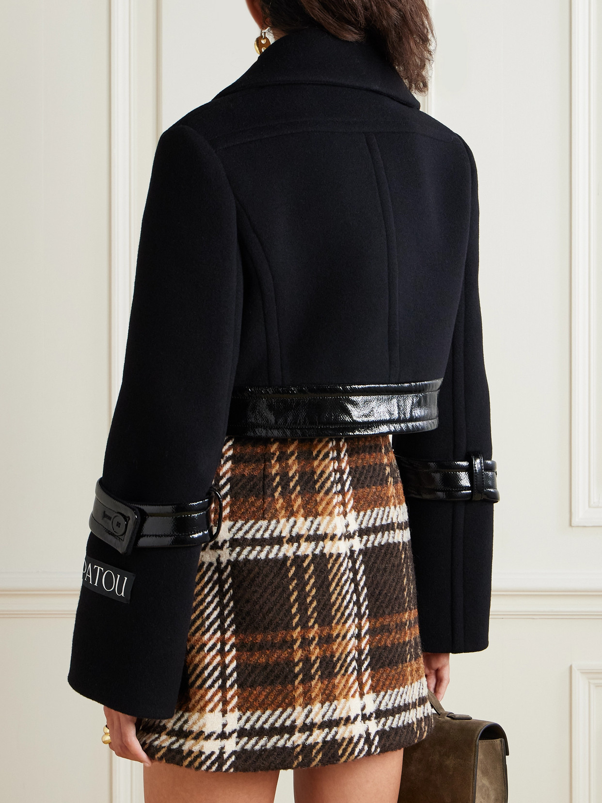 Belted Coated-Trimmed Brushed Wool-Blend Jacket