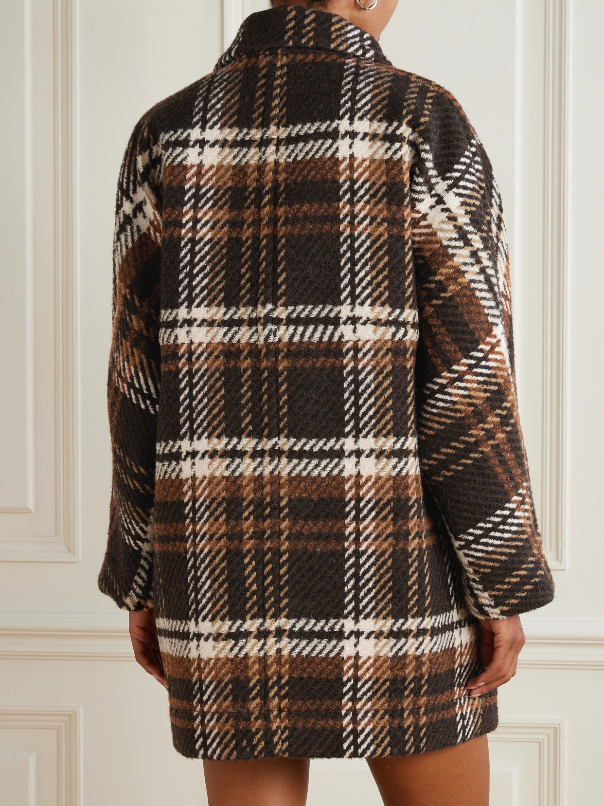 Checked Wool-Blend Coat