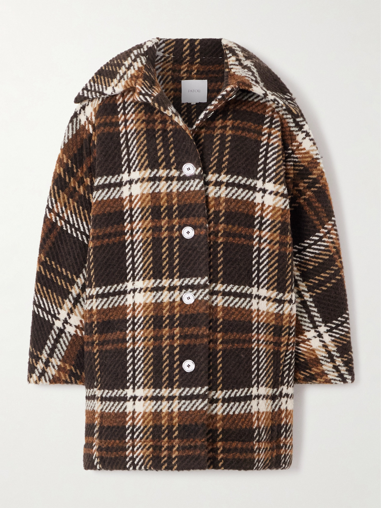 Patou Checked Wool-blend Coat In Multi