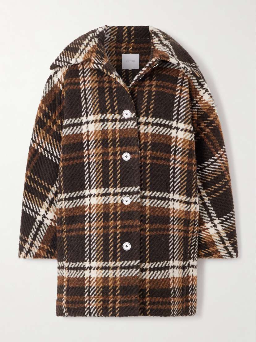 Patou Checked Wool-blend Coat