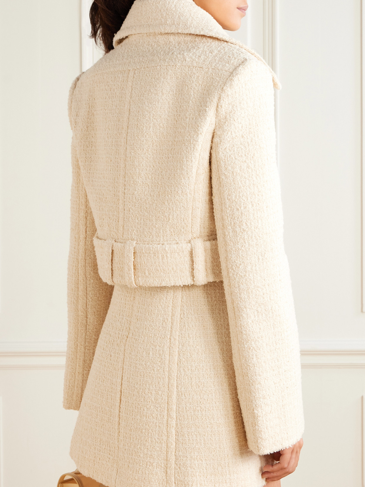Belted Appliquéd Wool-Blend Tweed Jacket
