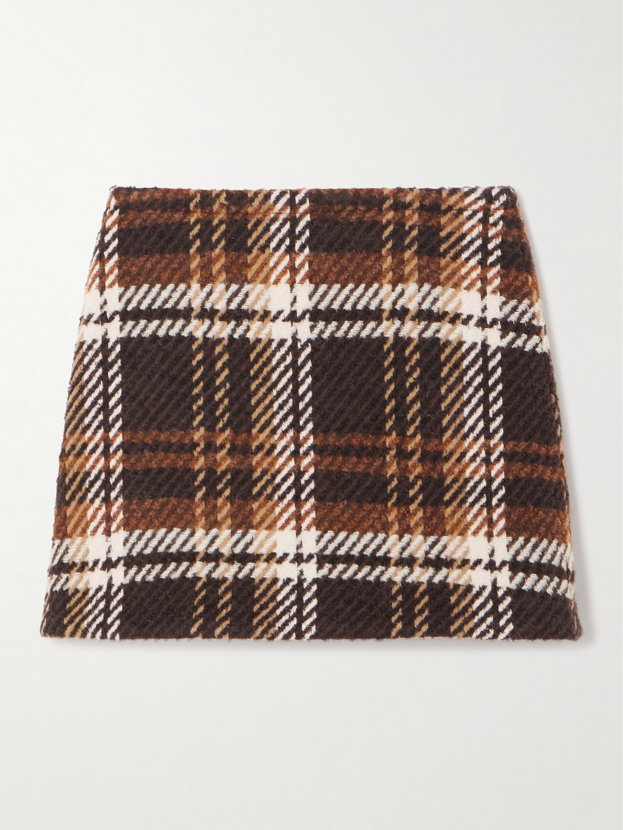 Patou Checked Wool-blend Mini Skirt In Brown