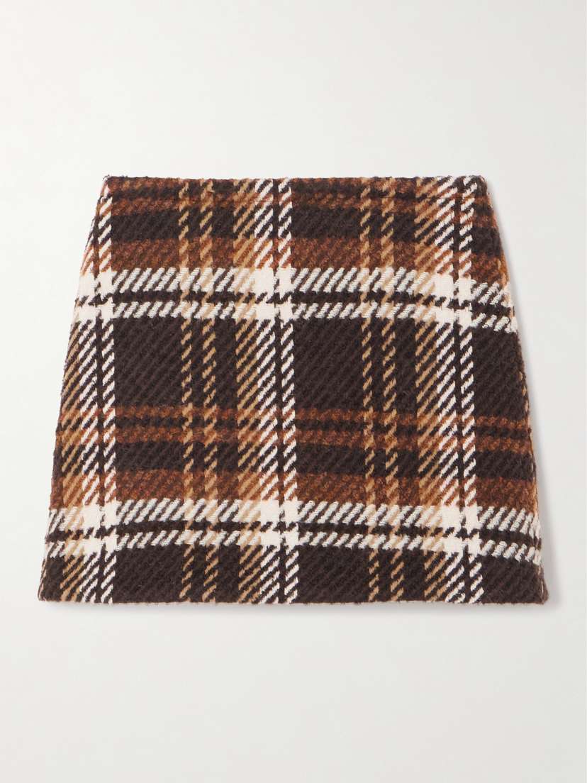 Patou Checked Wool-blend Mini Skirt