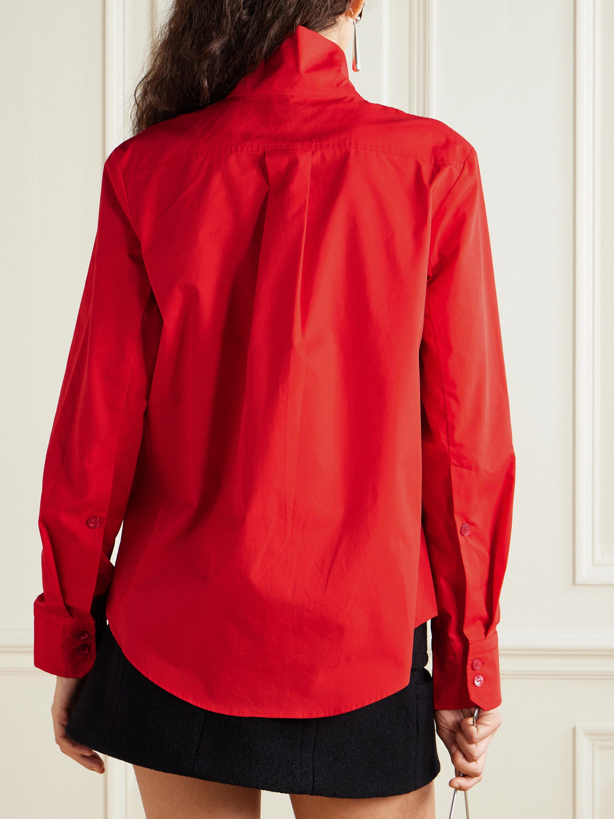Patou Tie-neck Cotton-poplin Blouse In Red