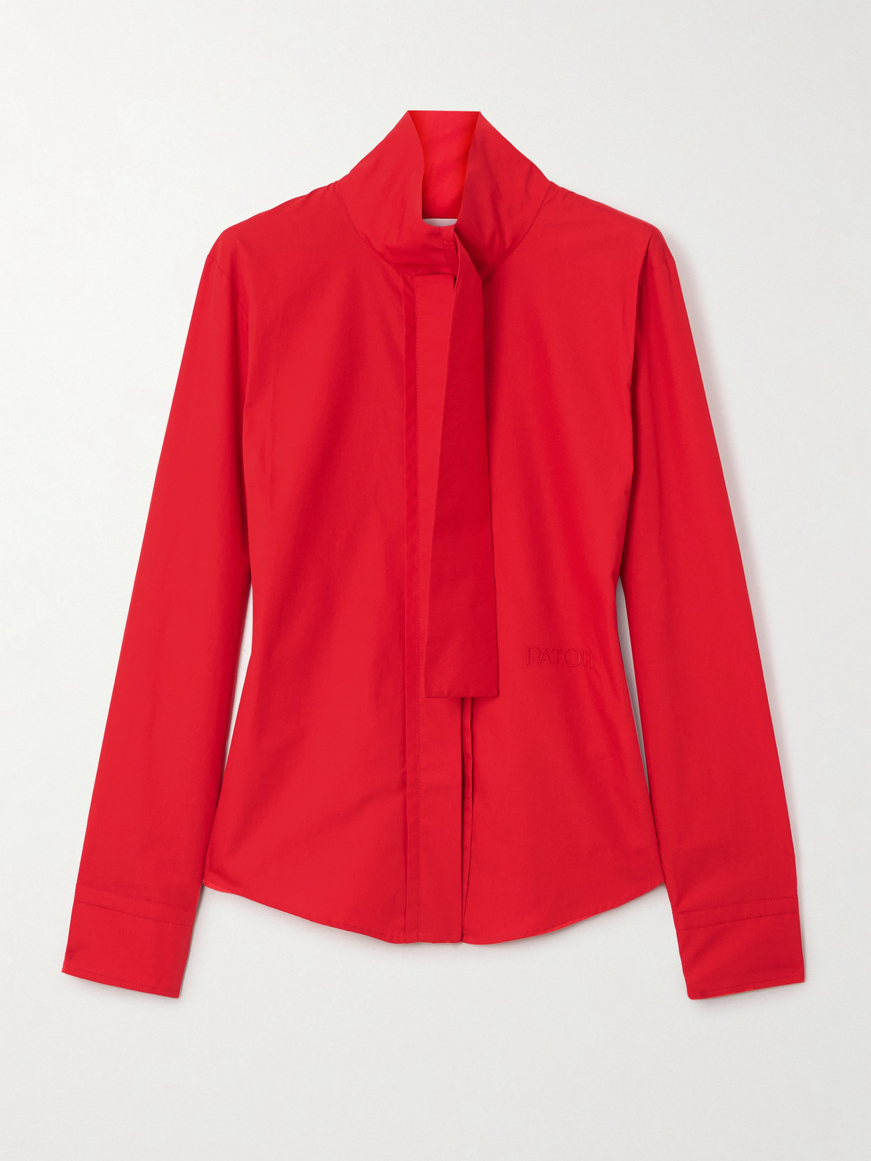 Patou Tie-neck Cotton-poplin Blouse In Red
