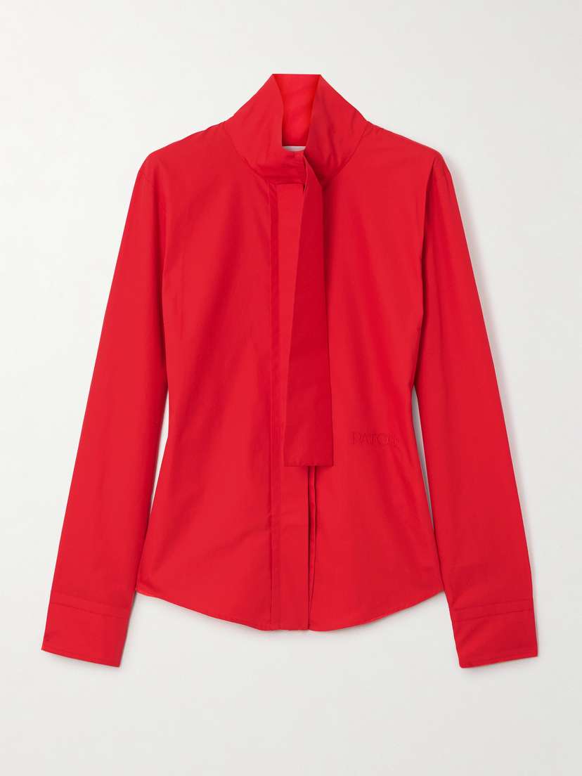 Patou Tie-neck Cotton-poplin Blouse