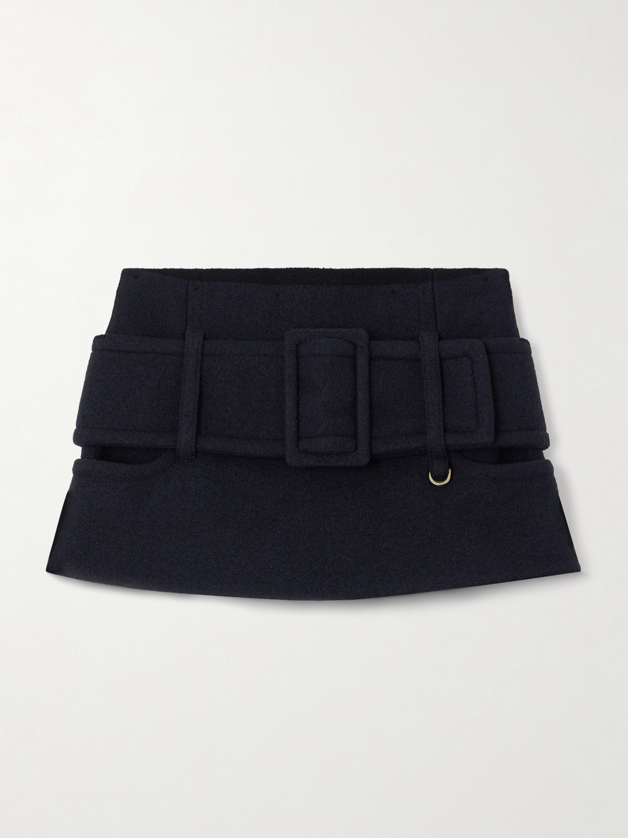 Patou Belted Wool Mini Skirt In Black