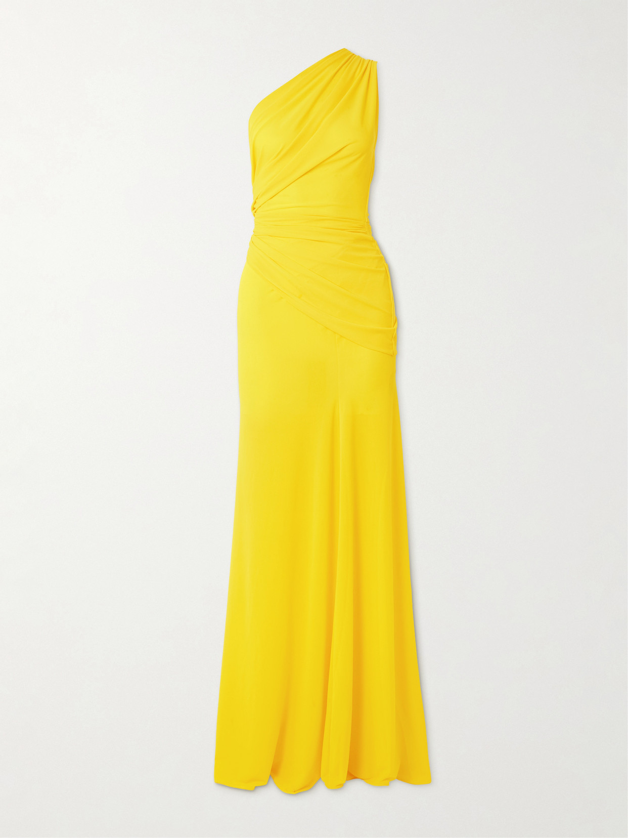 Alex Perry - One-shoulder Draped Stretch Recycled Crepe-jersey Gown - Yellow