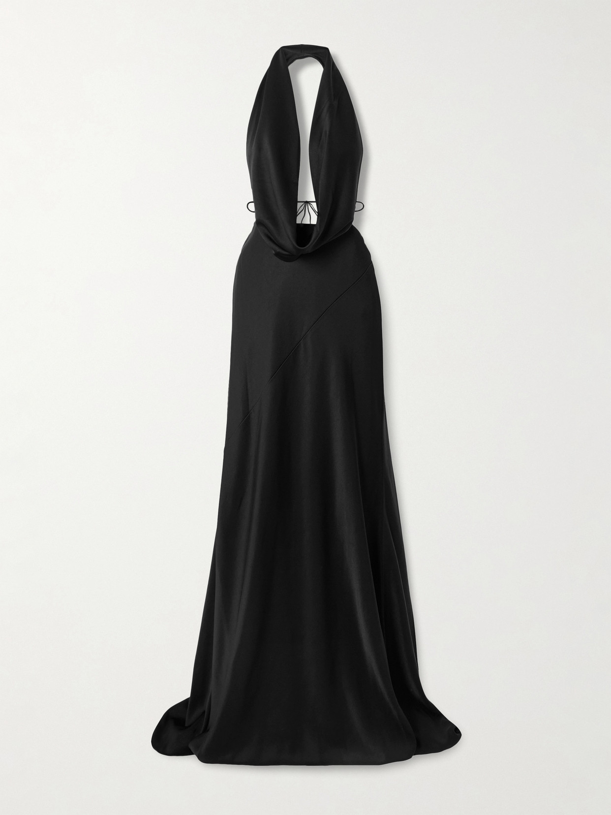 Alex Perry - Paneled Satin-crepe Halterneck Gown - Black