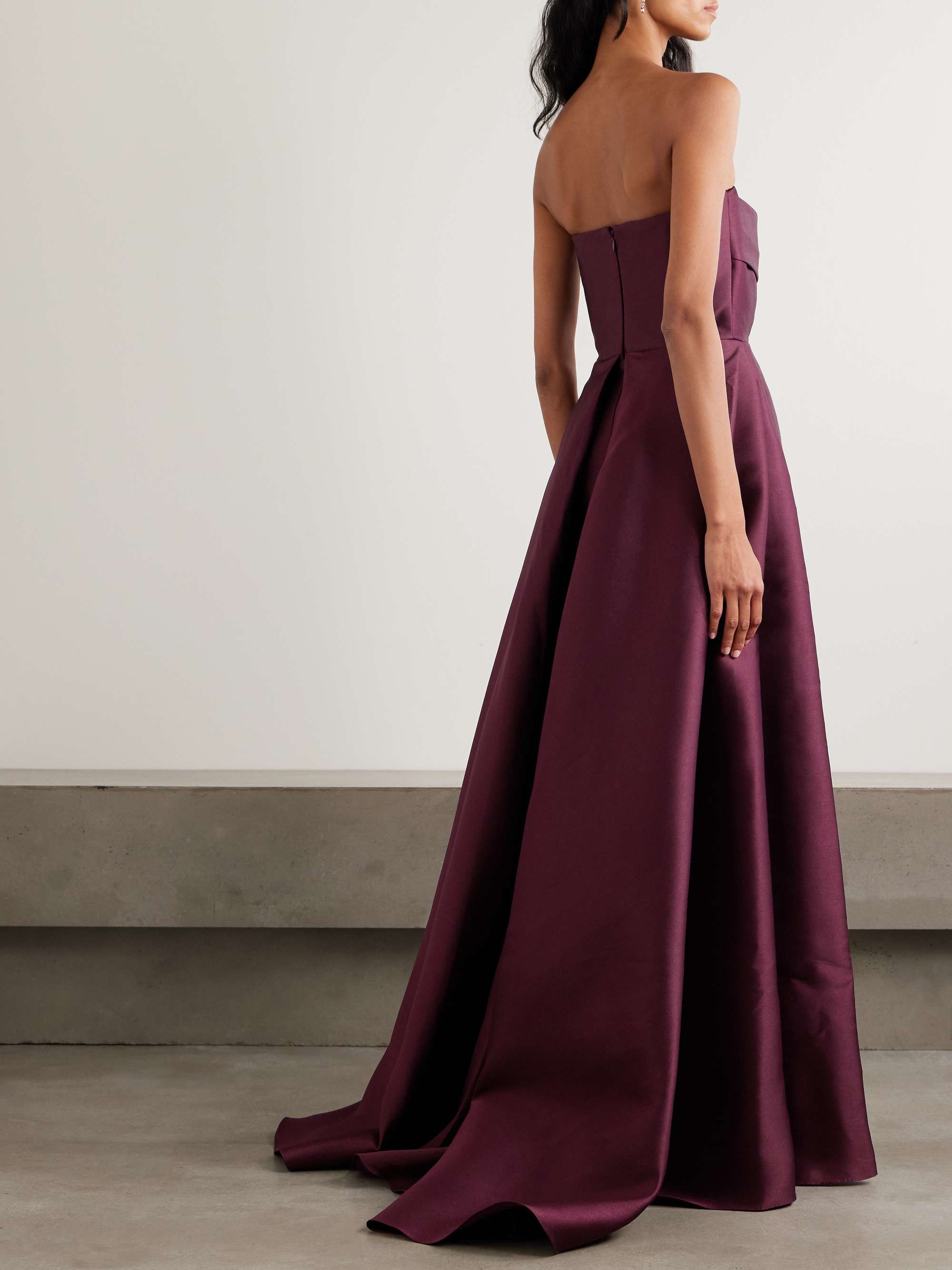 SOLACE LONDON Tiffany strapless pleated satin-twill gown