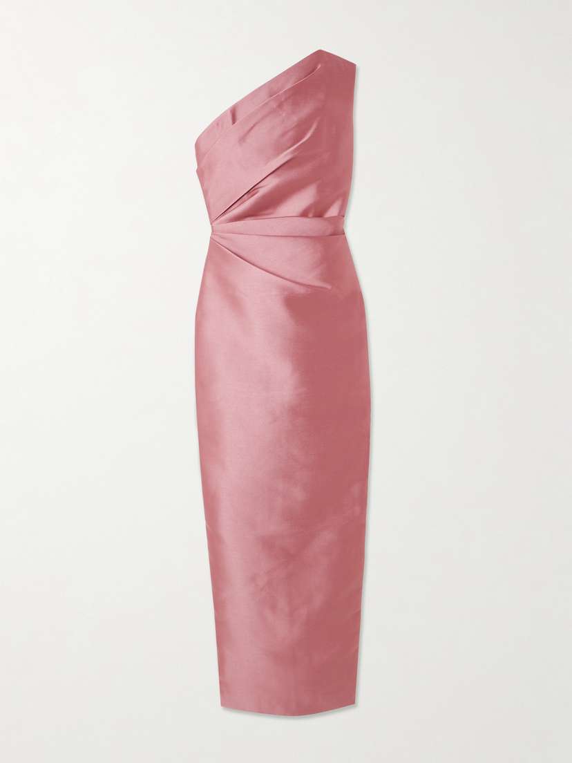Solace London Kira One-shoulder Satin-twill Gown