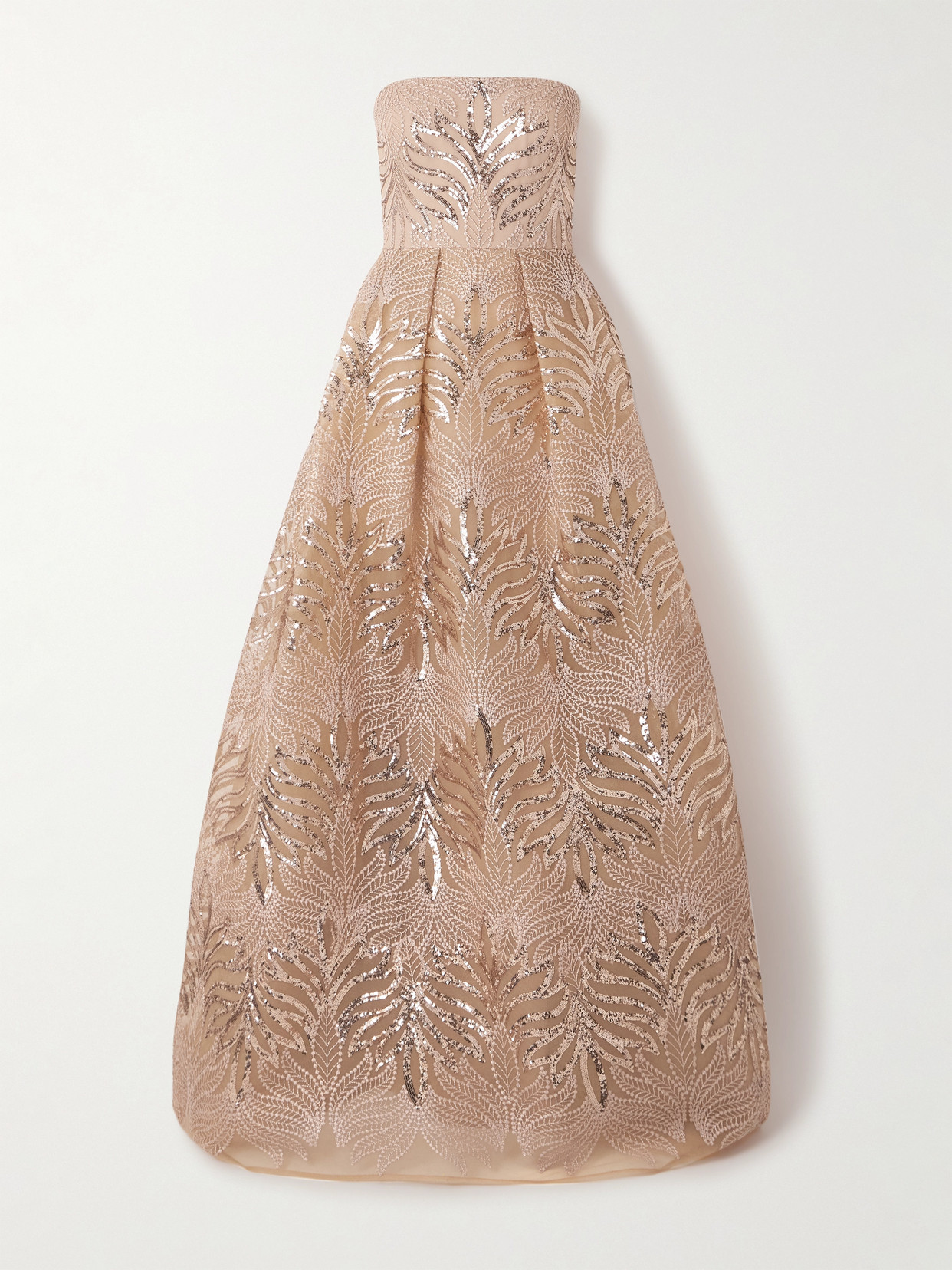 Elie Saab Pleated Sequined Embroidered Tulle Gown In Pink