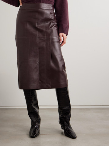 JOSEPH Sevres paneled leather skirt