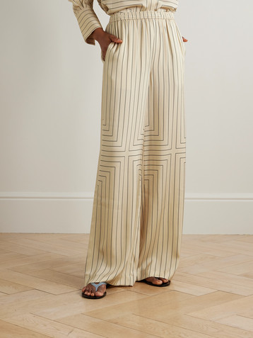 JOSEPH Hulin pinstriped silk-blend satin wide-leg pants