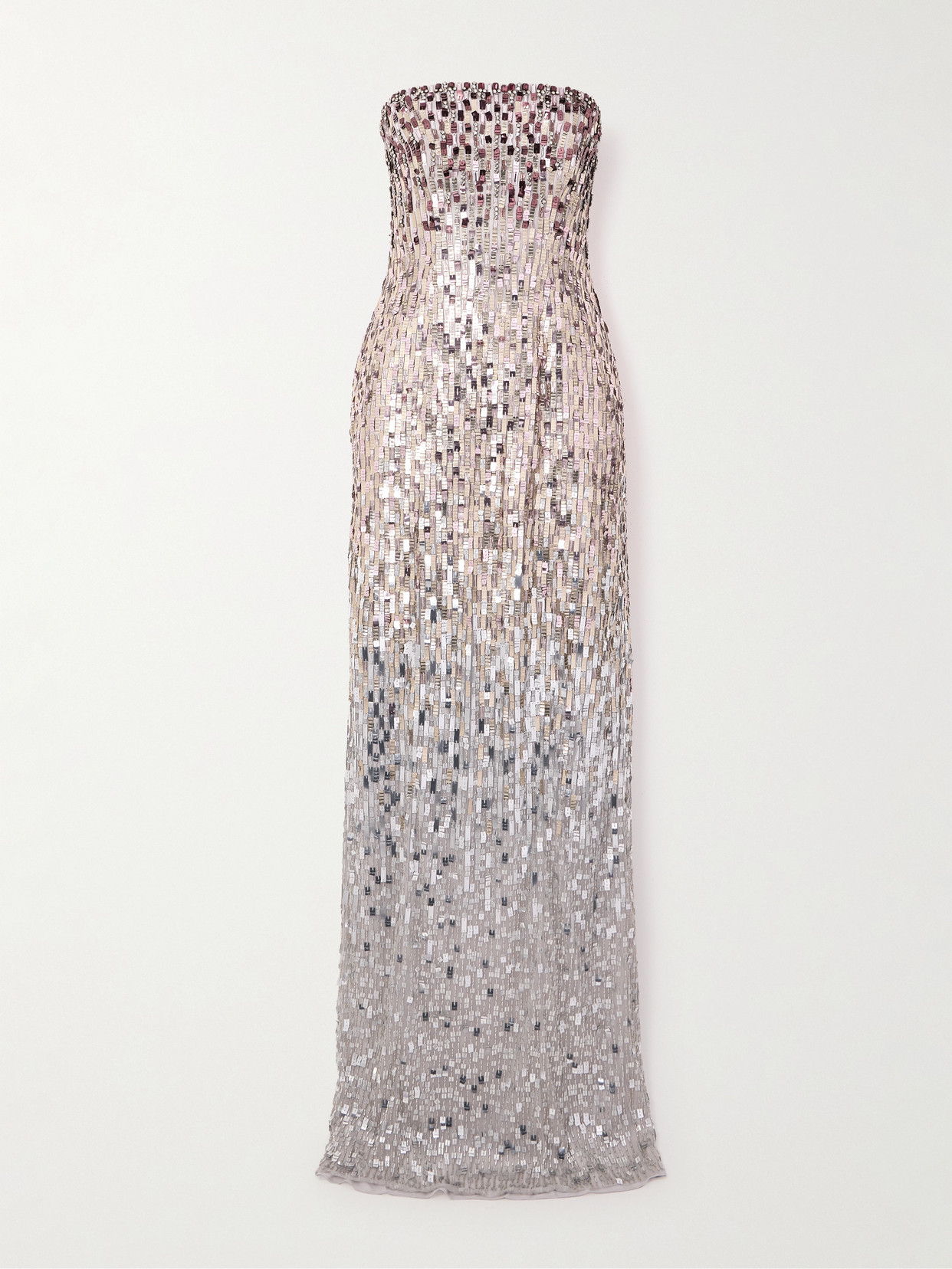 Jenny Packham Lucille Strapless Sequined Tulle Gown In Gray