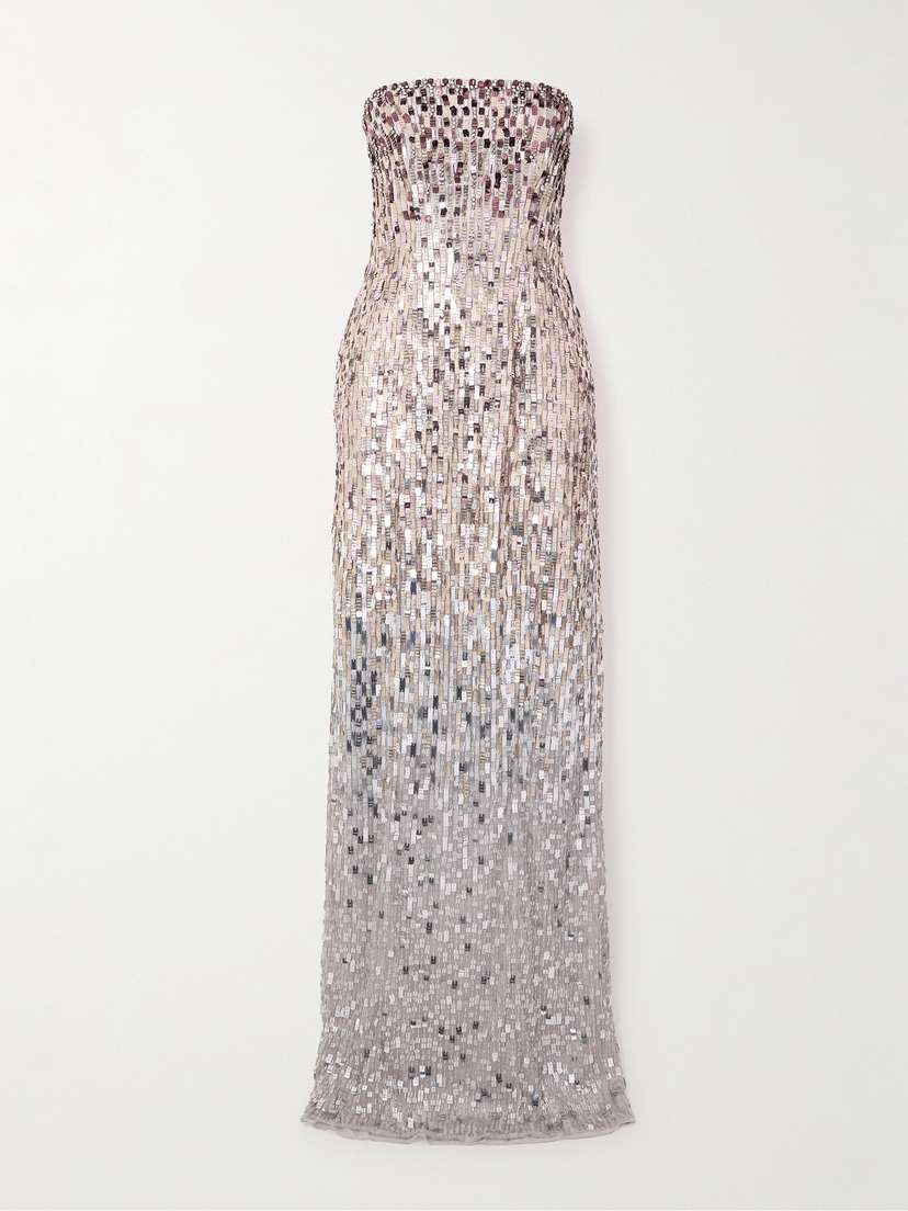 Jenny Packham Lucille Strapless Sequined Tulle Gown
