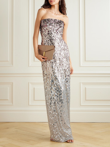 Jenny Packham Lucille strapless sequined tulle gown