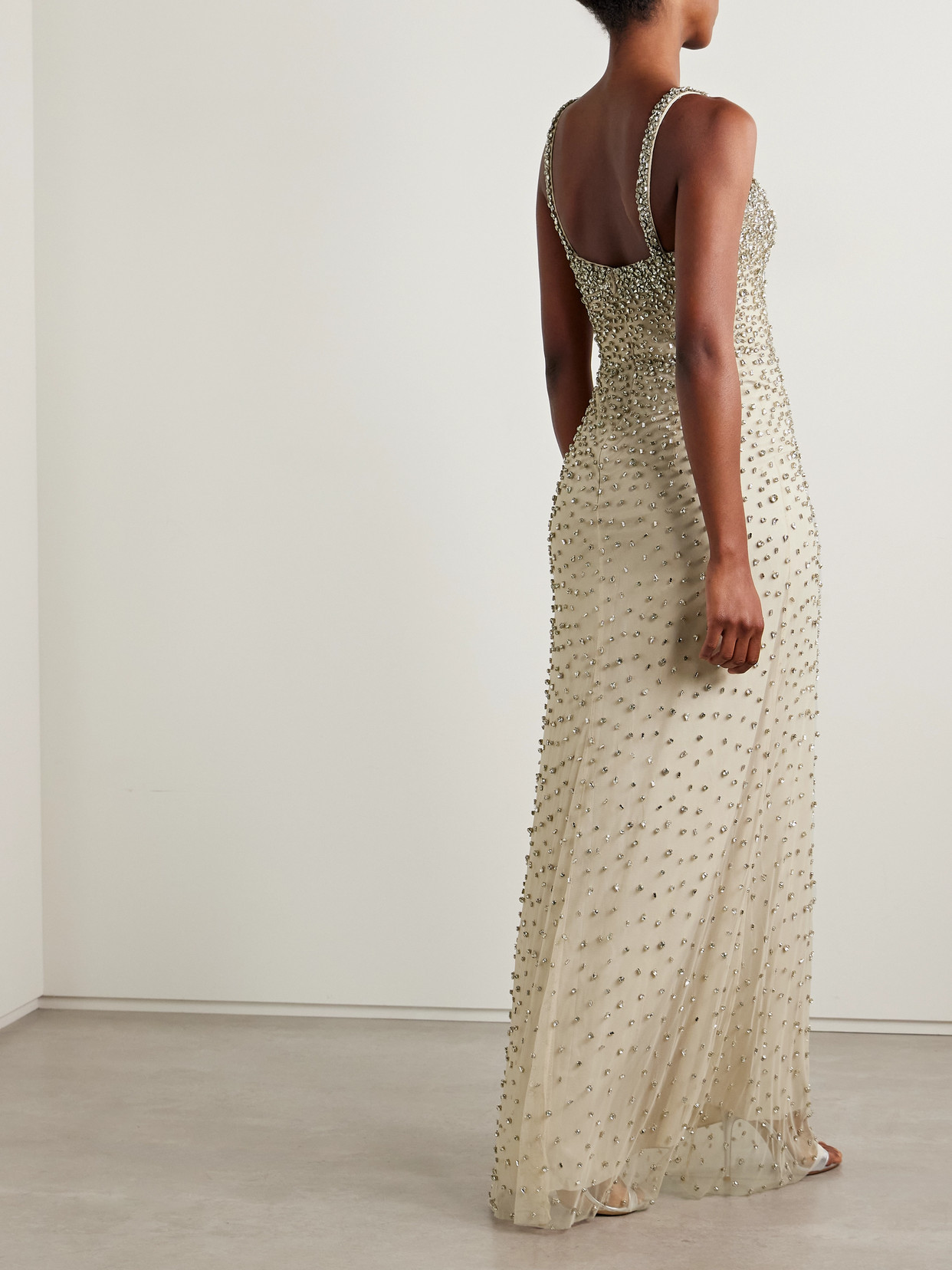 Jenny Packham Cherry Crystal-embellished Tulle Gown In Gold