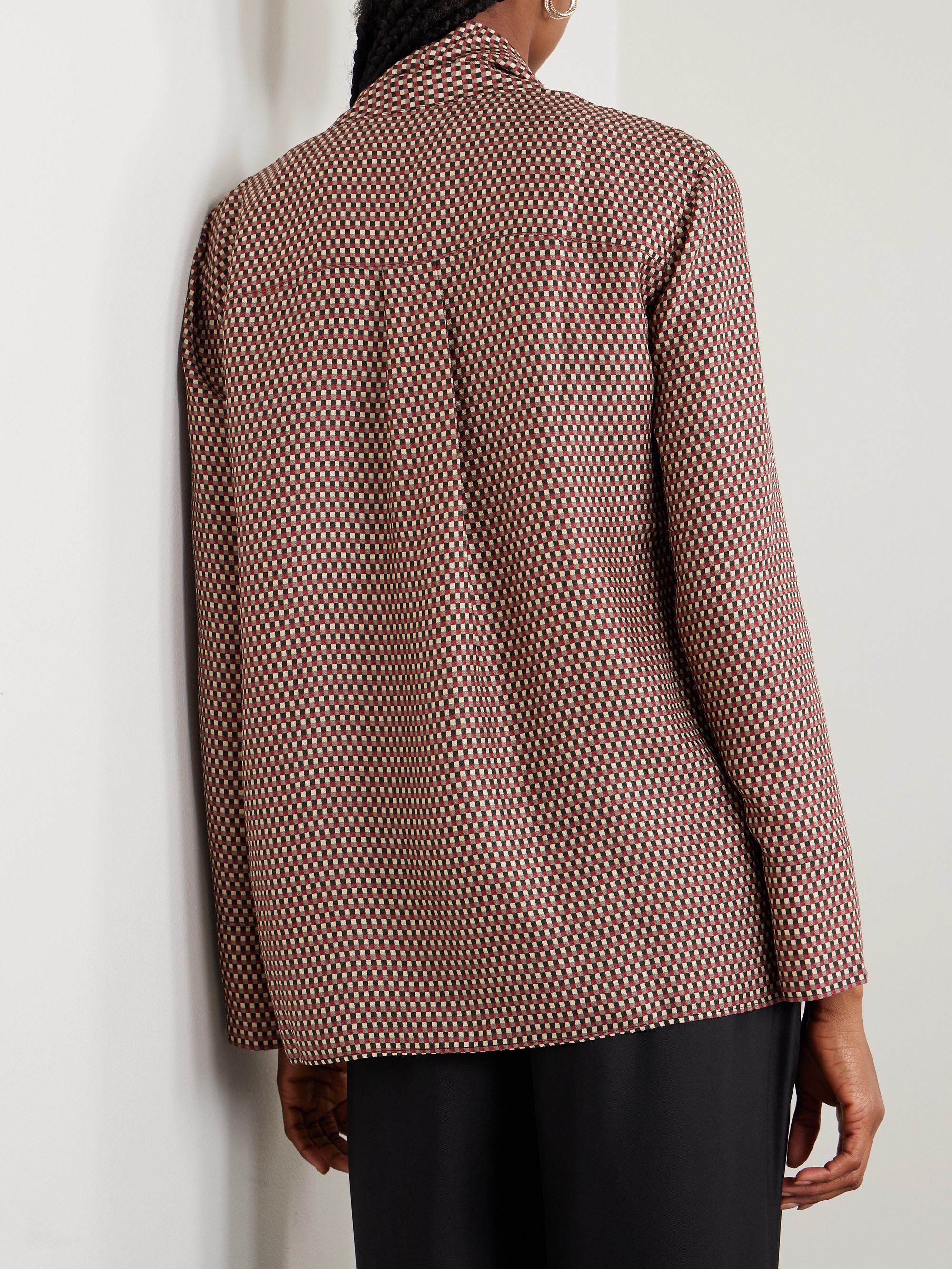 JOSEPH - Adele bow-detailed printed TENCEL™ and silk-blend satin