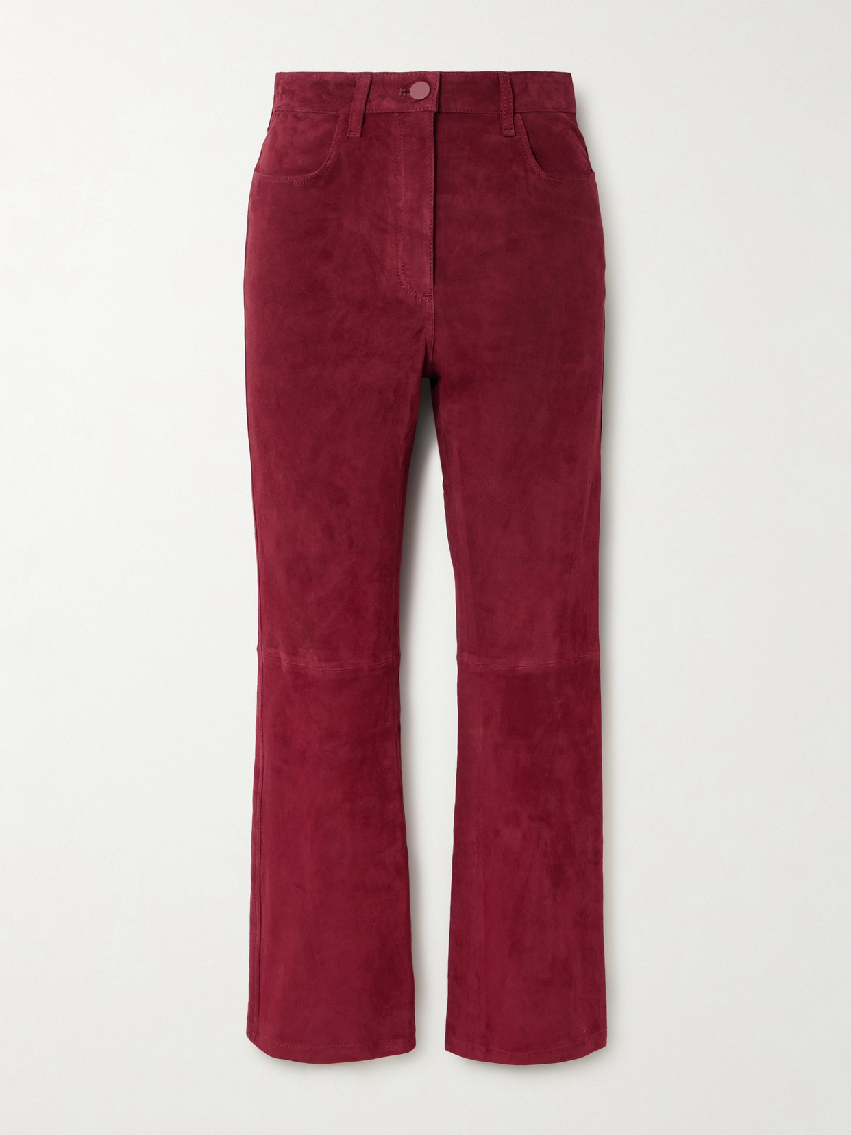 Joseph Duke Cropped Suede Straight-leg Pants In Brown