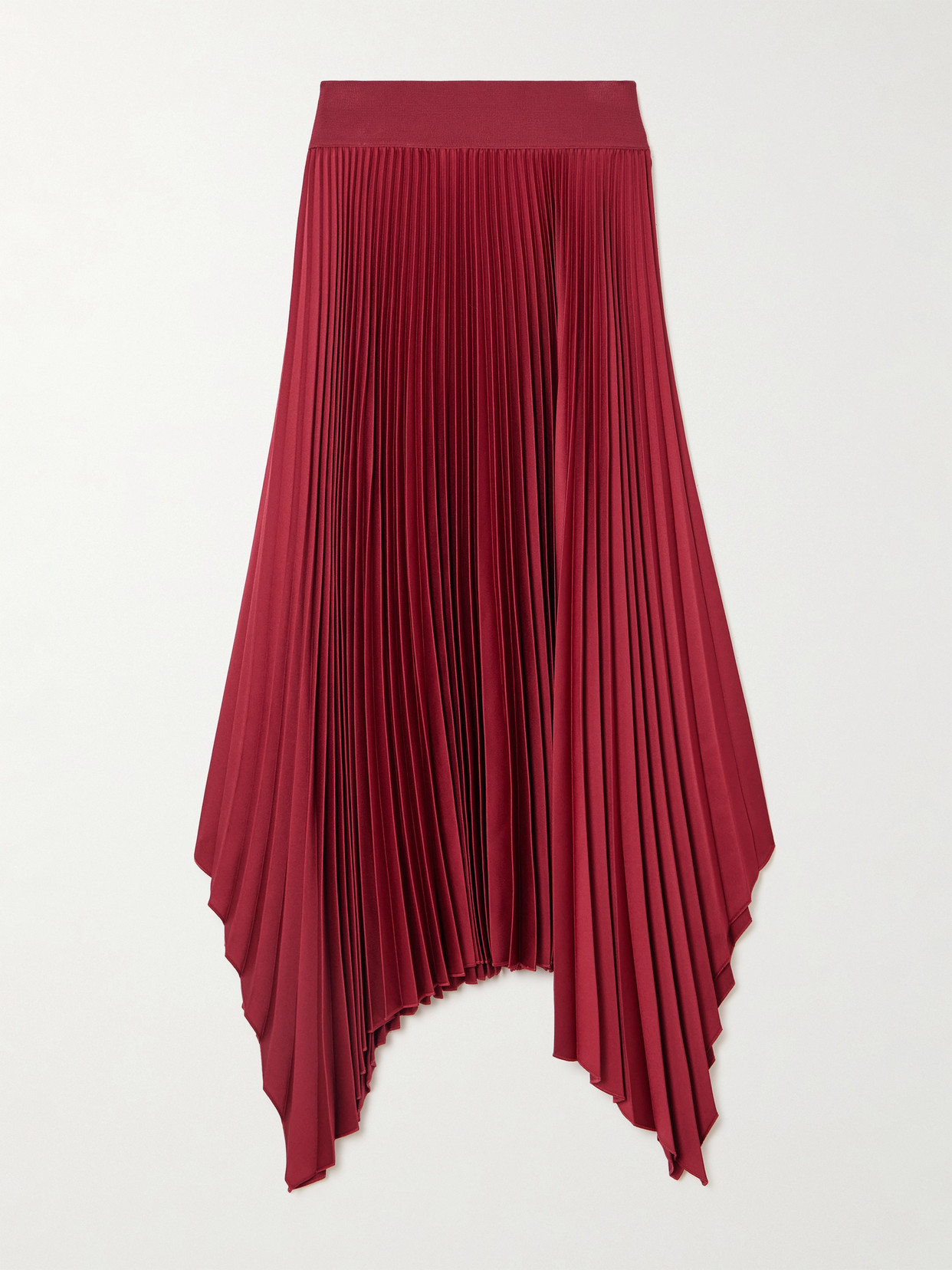 Joseph Ade Asymmetric Plissé-crepe Midi Skirt In Red